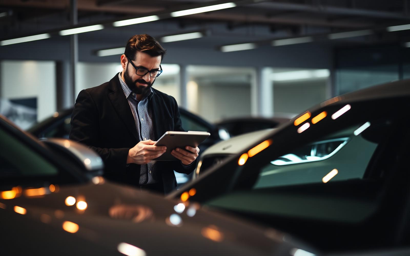 Sales consultant using SpectraIQ in a premium dealership